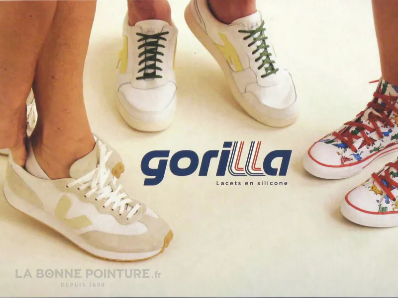 Achat chaussures Gorilla Accessoires Lacets, vente Gorilla Lacets silicone - Lacets fins - Galet