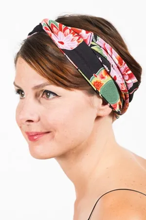 Bandeau à cheveux japonais floral noir