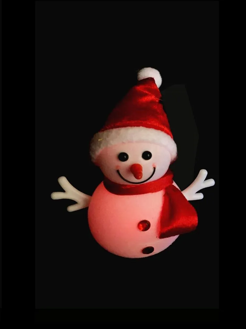 Bonhomme de neige bonnet rouge lumineux - Blanc