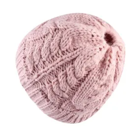 Bonnet Ponytail Tricot Rose - Shine Boutique