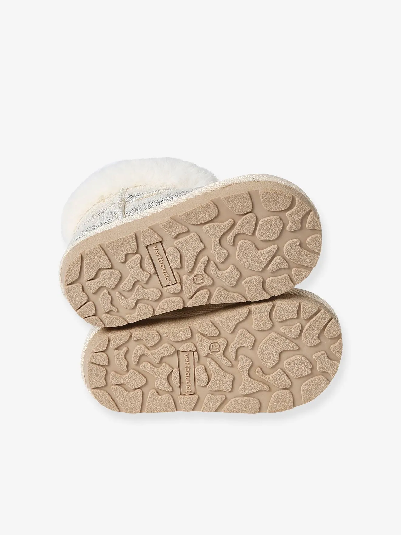 Boots déperlantes zippées fourrées bébé beige doré - Vertbaudet