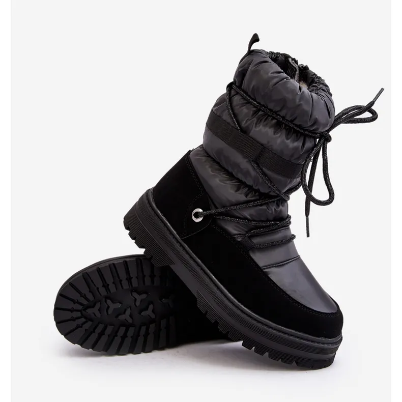 Bottes de neige imperméables pour enfants isolées en laine Noir Romaine le noir