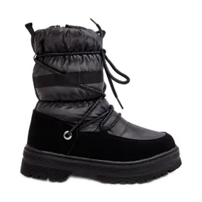 Bottes de neige imperméables pour enfants isolées en laine Noir Romaine le noir