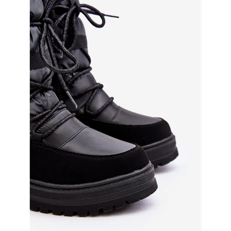 Bottes de neige imperméables pour enfants isolées en laine Noir Romaine le noir