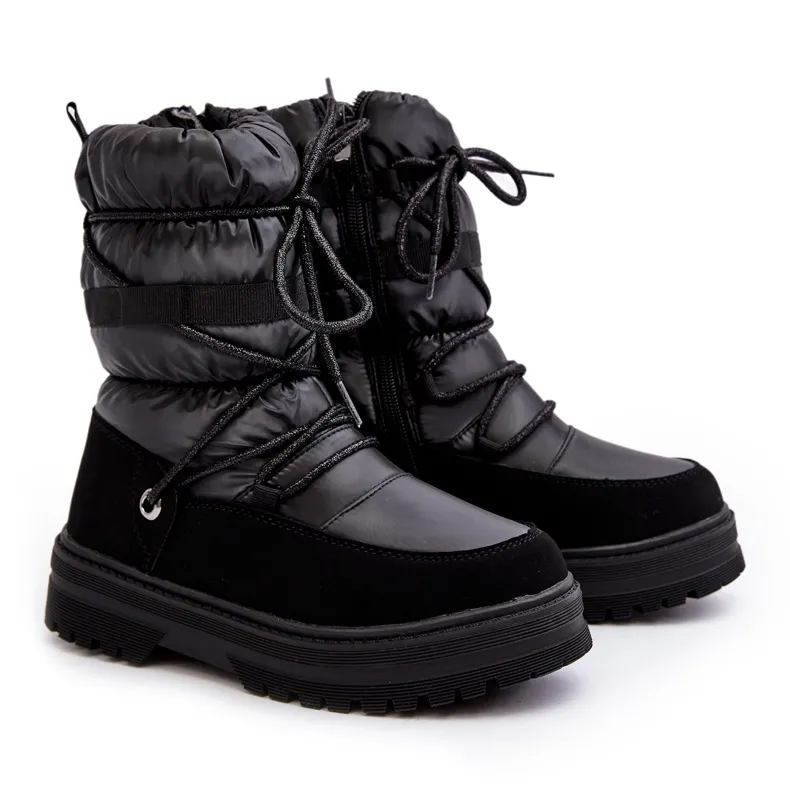 Bottes de neige imperméables pour enfants isolées en laine Noir Romaine le noir