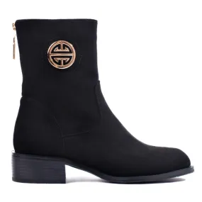 Bottes hautes en daim noir Shelovet pour femme le noir