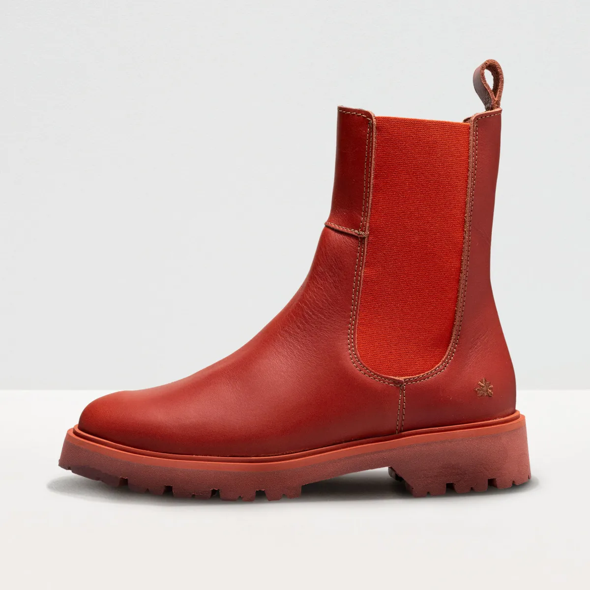 Bottines chelsea en cuir mat - Rouge