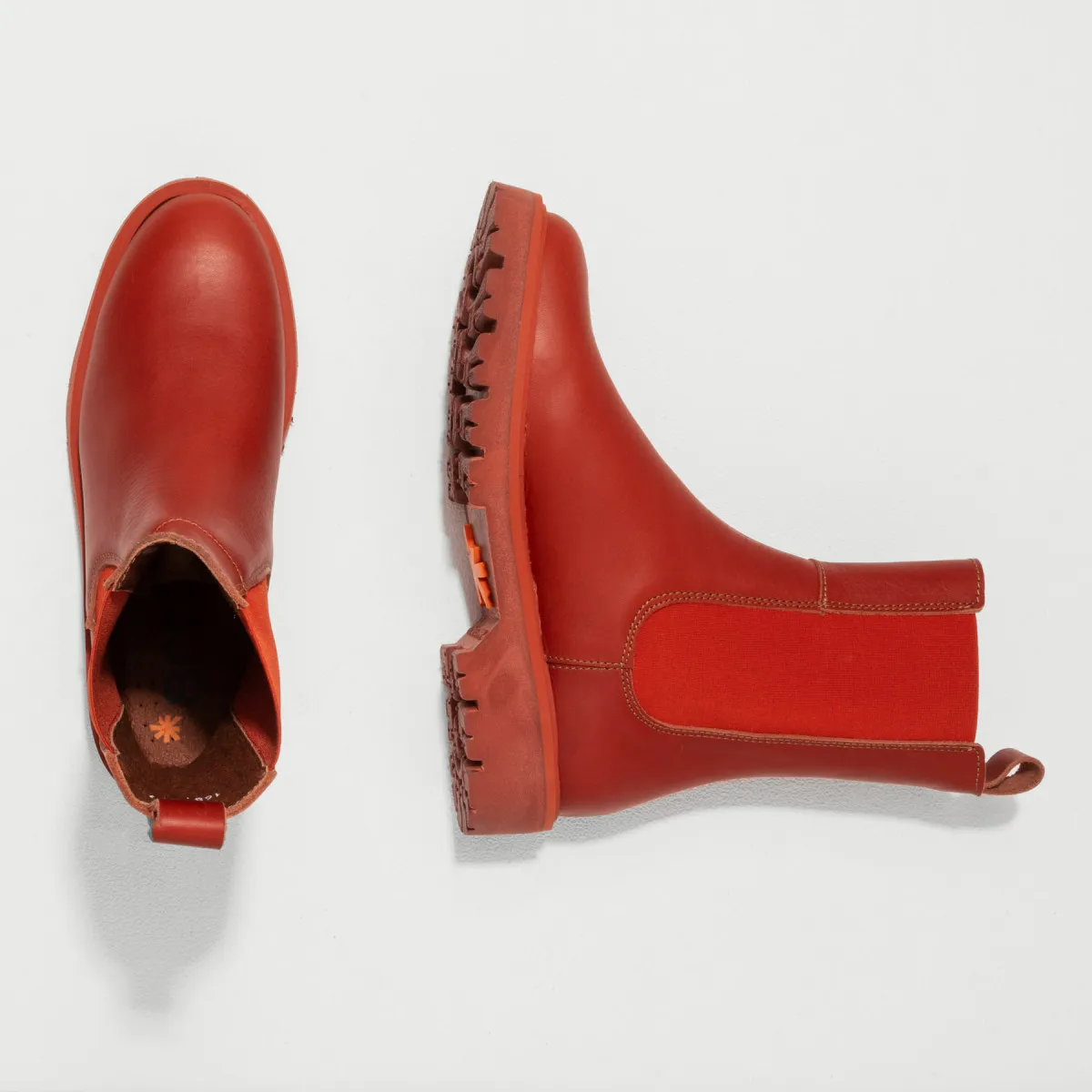 Bottines chelsea en cuir mat - Rouge