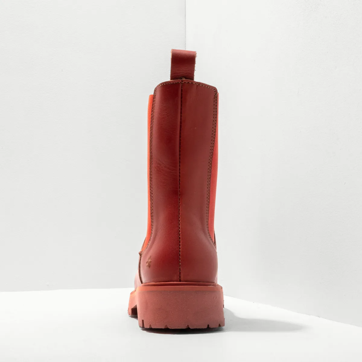 Bottines chelsea en cuir mat - Rouge