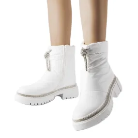 Bottines de neige blanches ornées de zircons Giusti