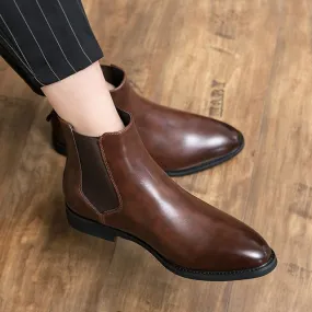 Bottines en cuir véritable - Look Homme