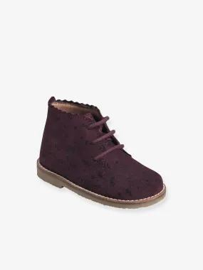 Bottines lacées cuir bébé fille bordeaux - Vertbaudet