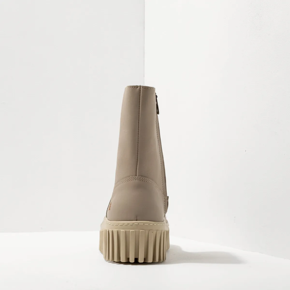 Bottines plateforme en cuir - Beige