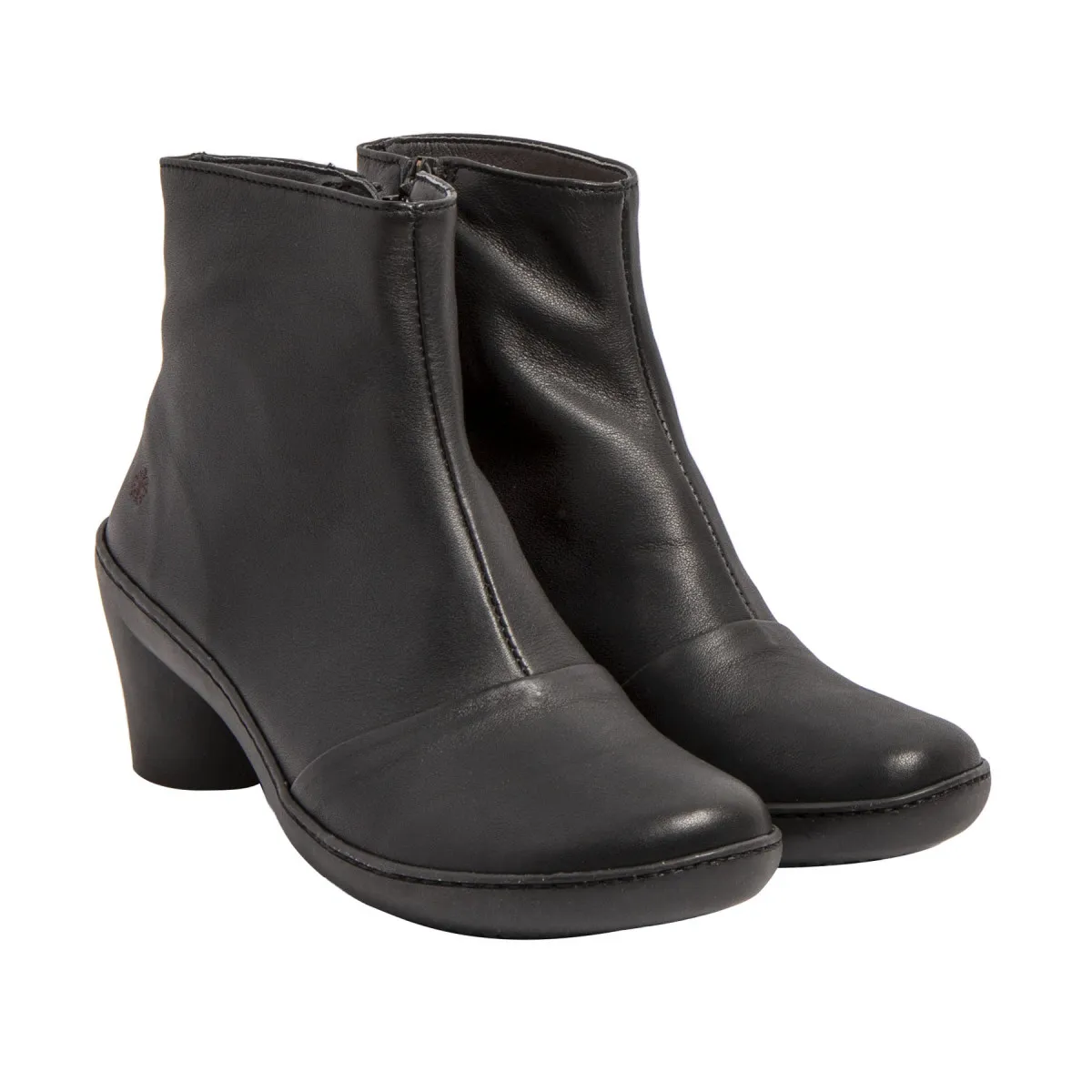 Bottines à talon en cuir mat - Noir