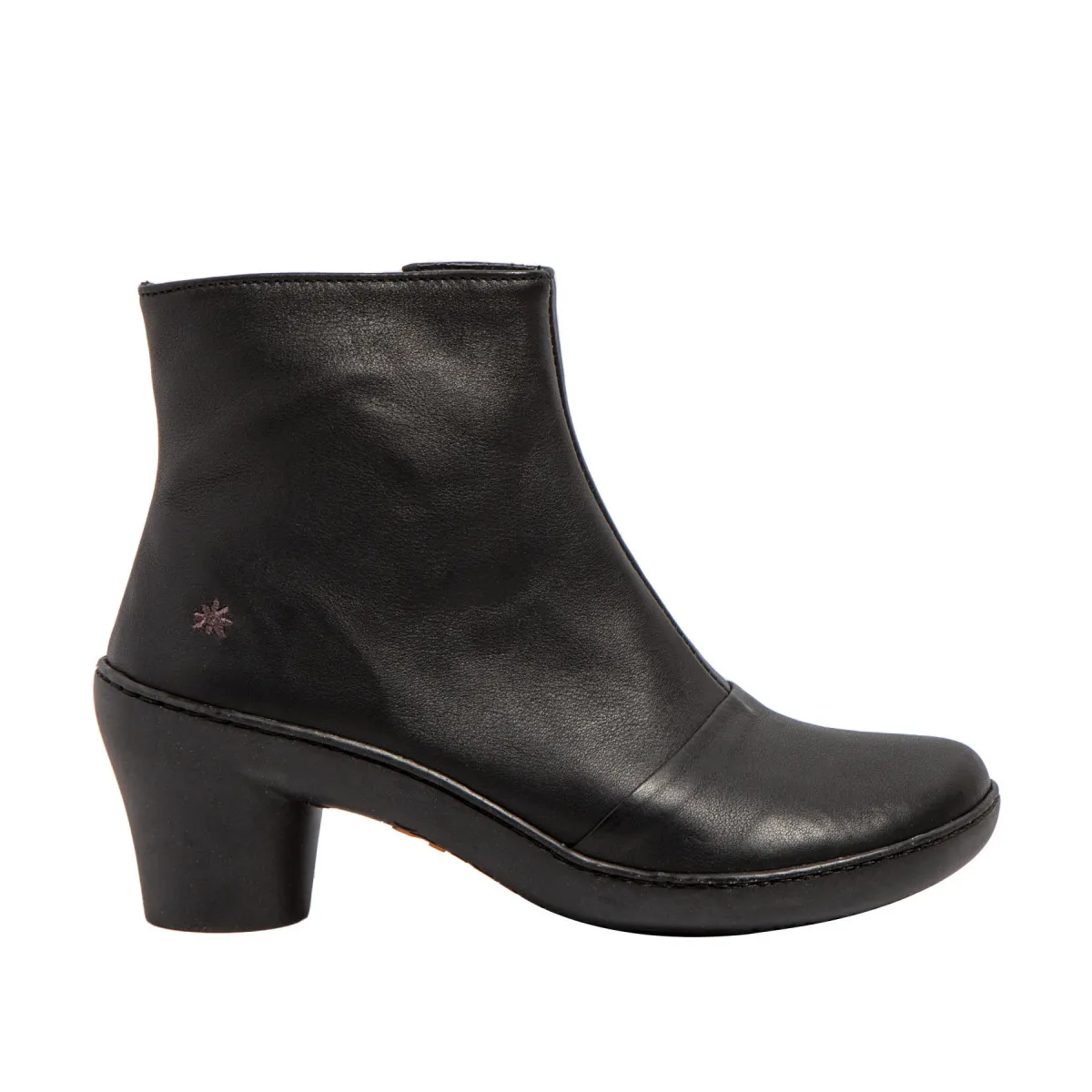 Bottines à talon en cuir mat - Noir