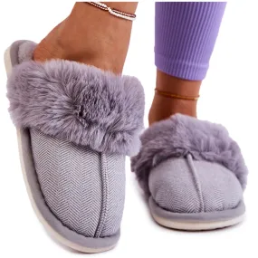 Chaussons Chauds Femme Avec Fourrure Franco Gris