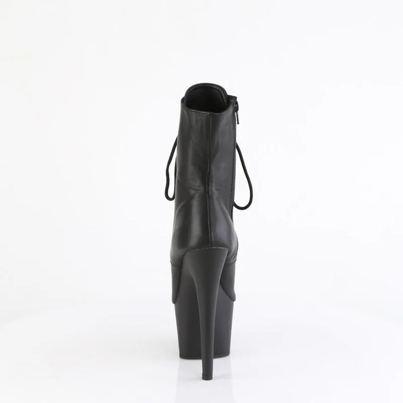 Chaussure pole dance en cuir véritable noir avec bout ouvert à talon aiguille Pleaser