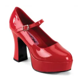 Chaussure seventies rouge femme à haut talon carré et plateforme petite et grande taille