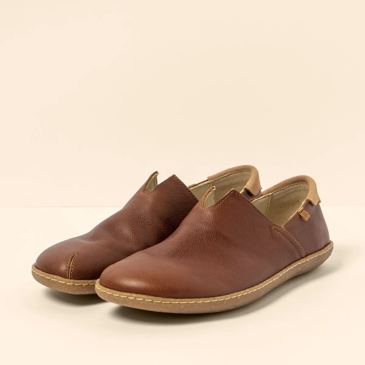 Chaussures confort en cuir naturel et semelles recyclées - Marron