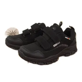 Chaussures de trekking imperméables pour enfants à velcro imperméables American Club noires le noir