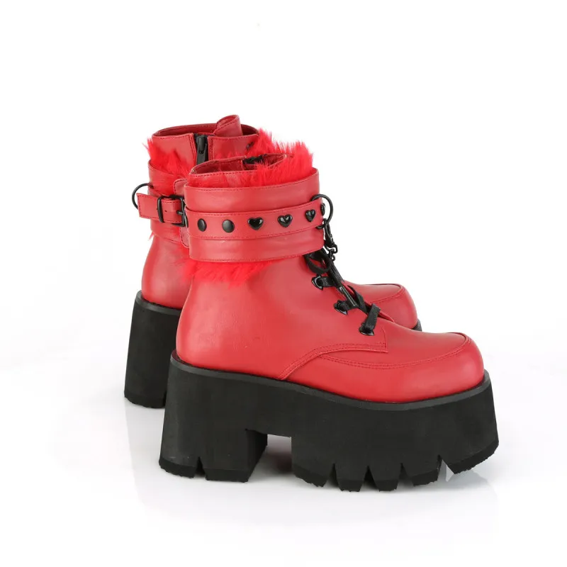 Chaussures Gothiques Plateformes rouges , talon carré 90 mm Demonia Cult