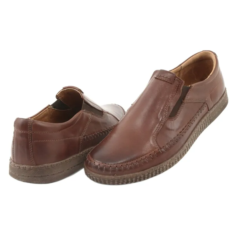 Chaussures sans lacets pour hommes Riko 913 marron brun