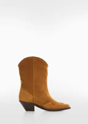 Cuir | Femme MANGO Bottines Cuir Suède Cow-boy Tabac