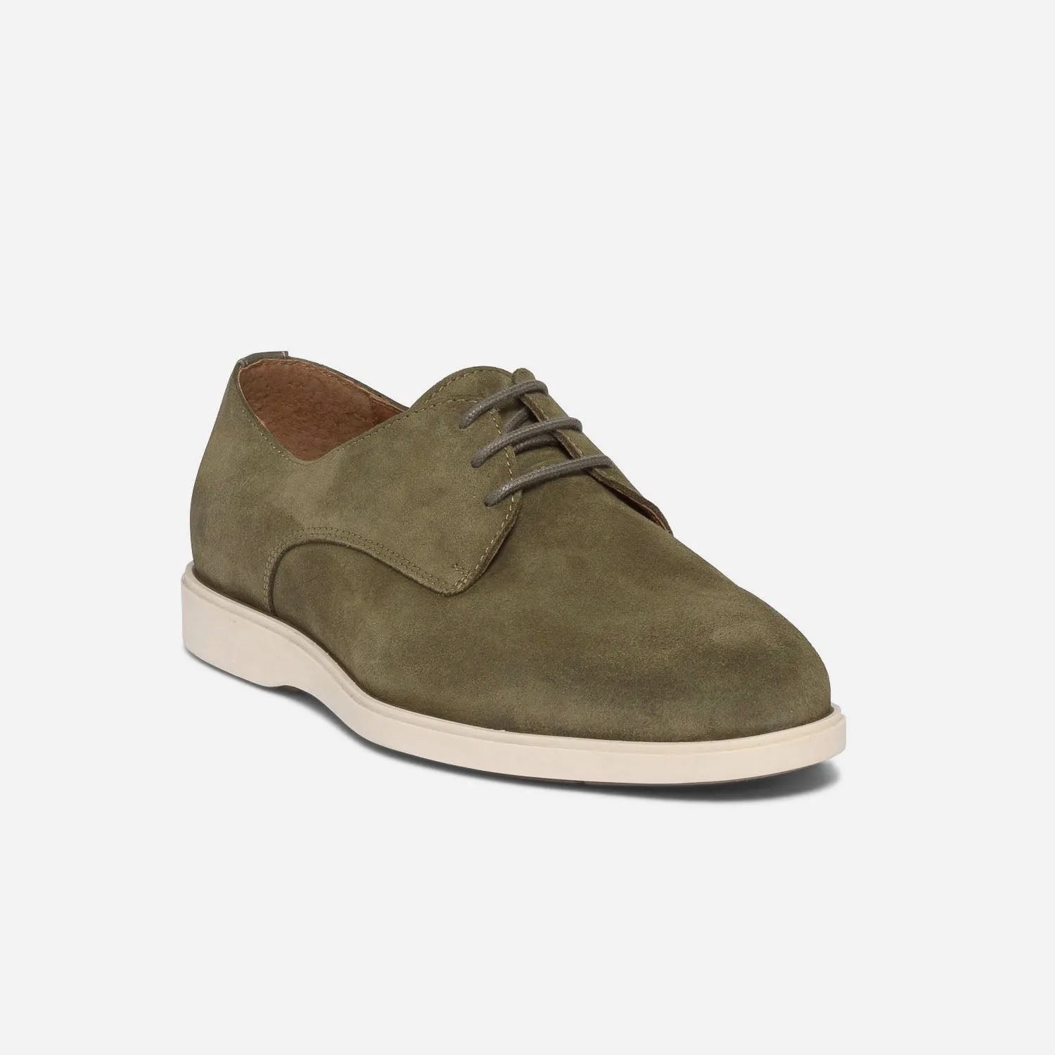 Derby confort kaki en cuir velours - Chaussures de ville Homme | ERAM