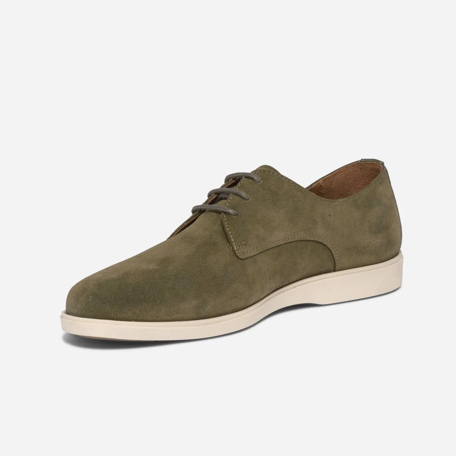 Derby confort kaki en cuir velours - Chaussures de ville Homme | ERAM