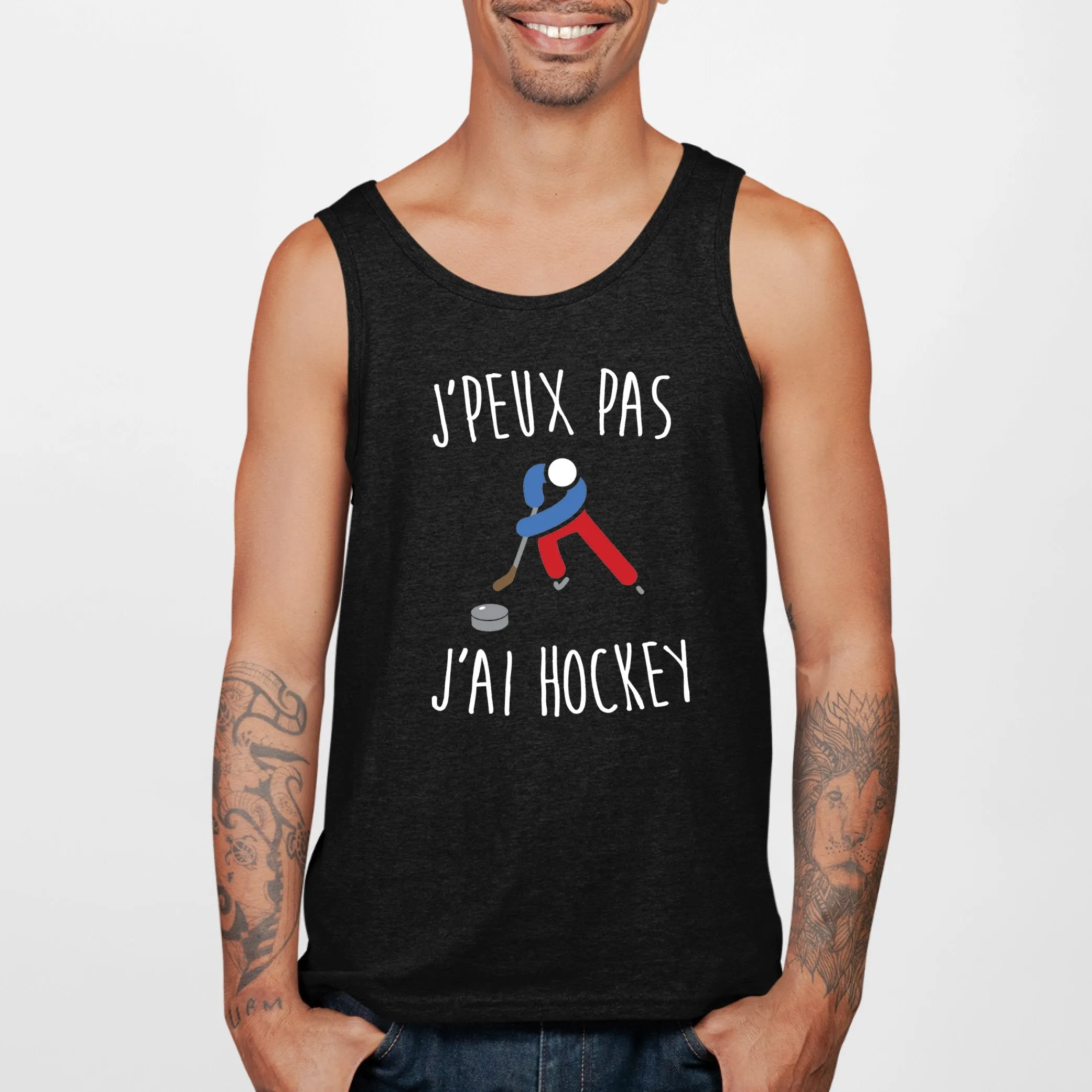 Débardeur Homme J'peux pas j'ai hockey