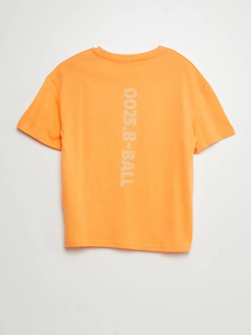 Ensemble t-shirt + short - 2 pièces - Orange/beige