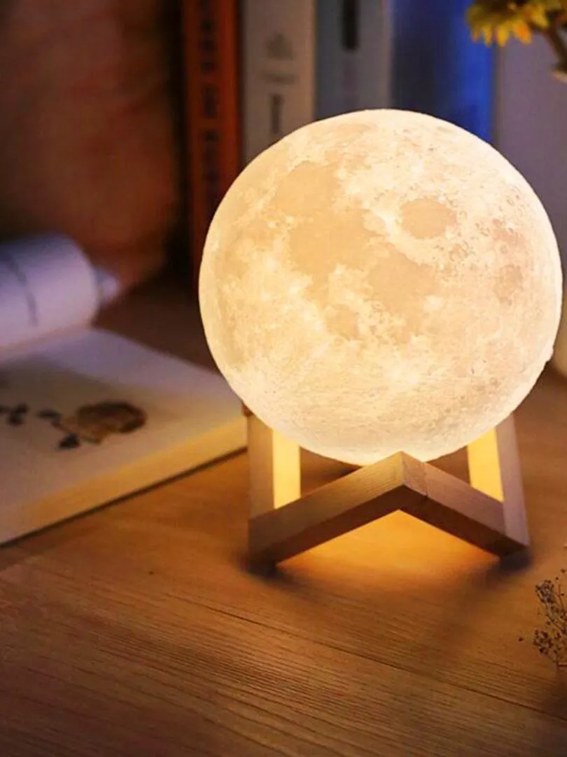 FEERIQUE - Lampe à poser pleine lune 18cm - Beige clair