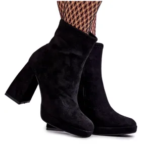 FG2 Bottes à talon en daim pour femmes noires Ramira le noir