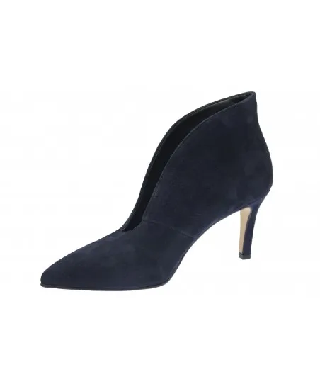 L'escarpin bottine femme OSMOSE shoes daim bleu marine à petit talon