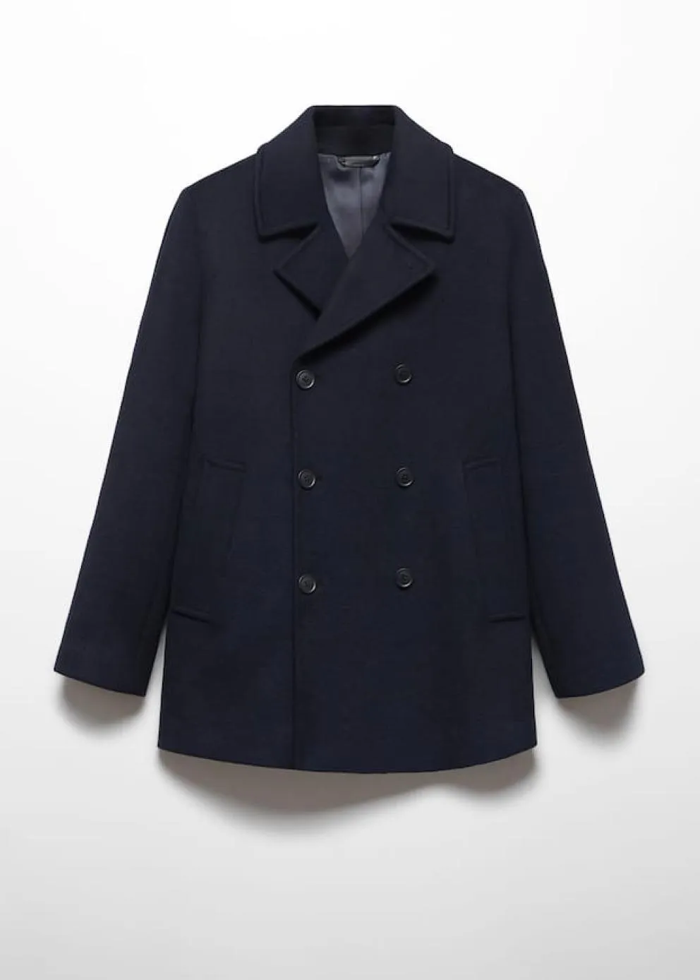 Manteaux | Homme MANGO Manteau Croisé Laine Recyclée Bleu Marine Foncé