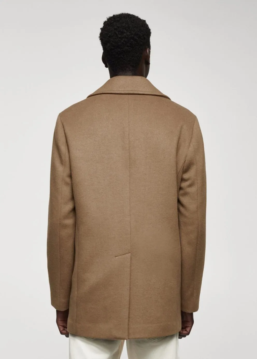 Manteaux | Homme MANGO Manteau Croisé Laine Recyclée Marron Moyen