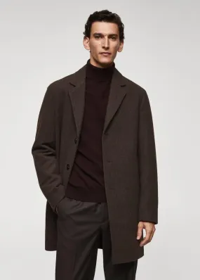 Manteaux | Homme MANGO Manteau Laine Thermorégulateur Chocolat