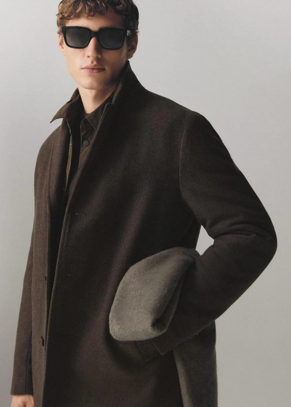 Manteaux | Homme MANGO Manteau Laine Thermorégulateur Chocolat