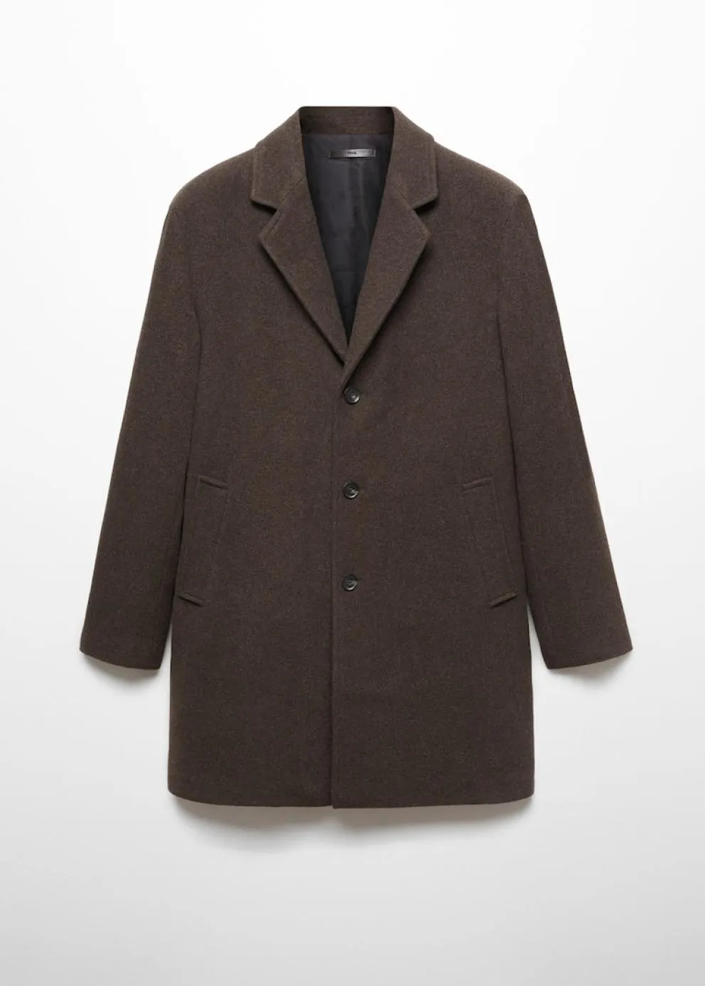 Manteaux | Homme MANGO Manteau Laine Thermorégulateur Chocolat