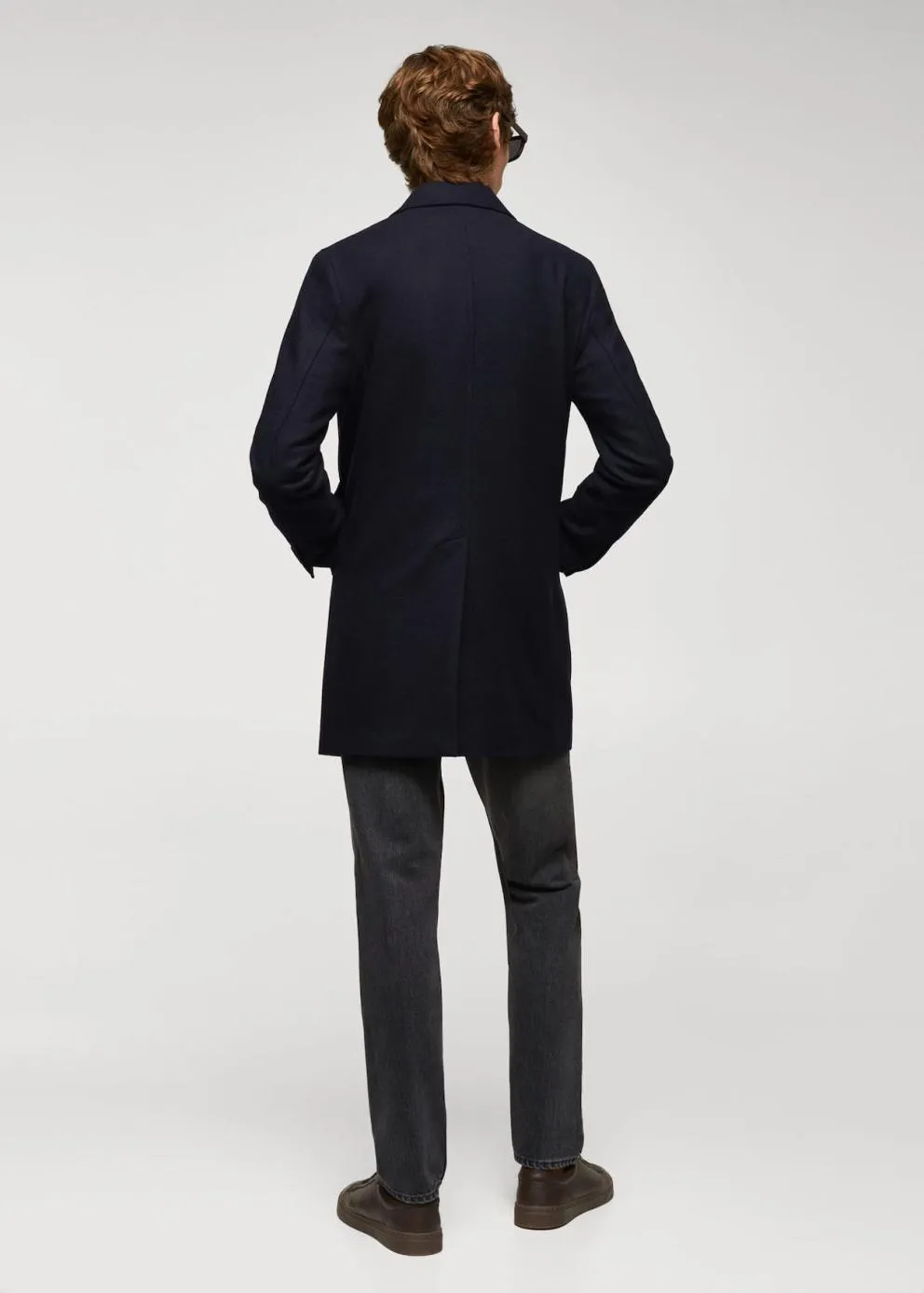 Manteaux | Homme MANGO Manteau Léger Laine Recyclée Bleu Marine