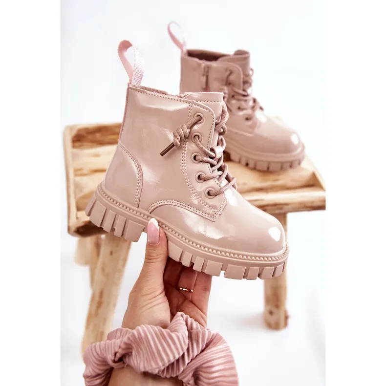 PA1 Bottes Chaudes Laquées Beige Clair Heidi