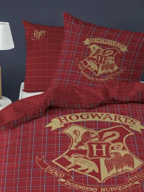 Parure de lit imprimée en flanelle de coton, HARRY POTTER TARTAN - Rouge