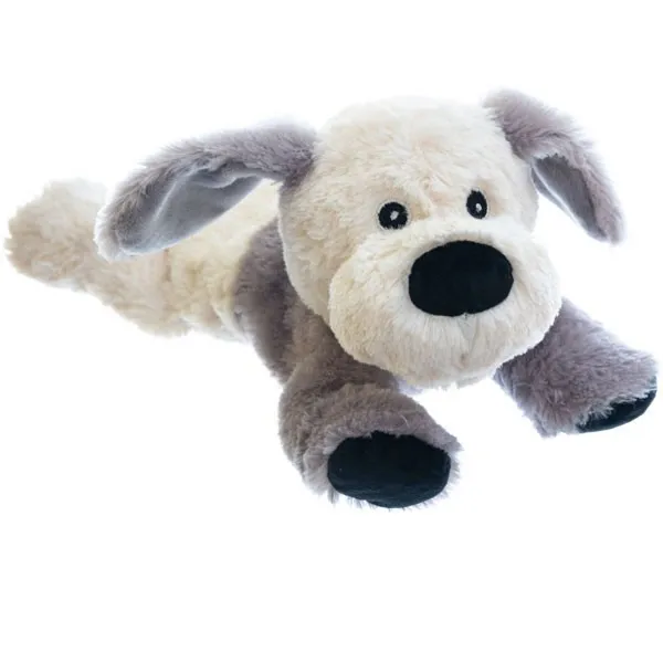 Peluche chauffante micro-onde Chien allongé gris et blanc 