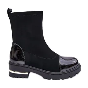 PS1 Bottes plates classiques en cuir noir Shendete le noir