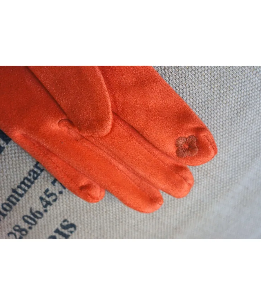 santaia gants suédine orange chauds doux mors cavalerie doré élégant