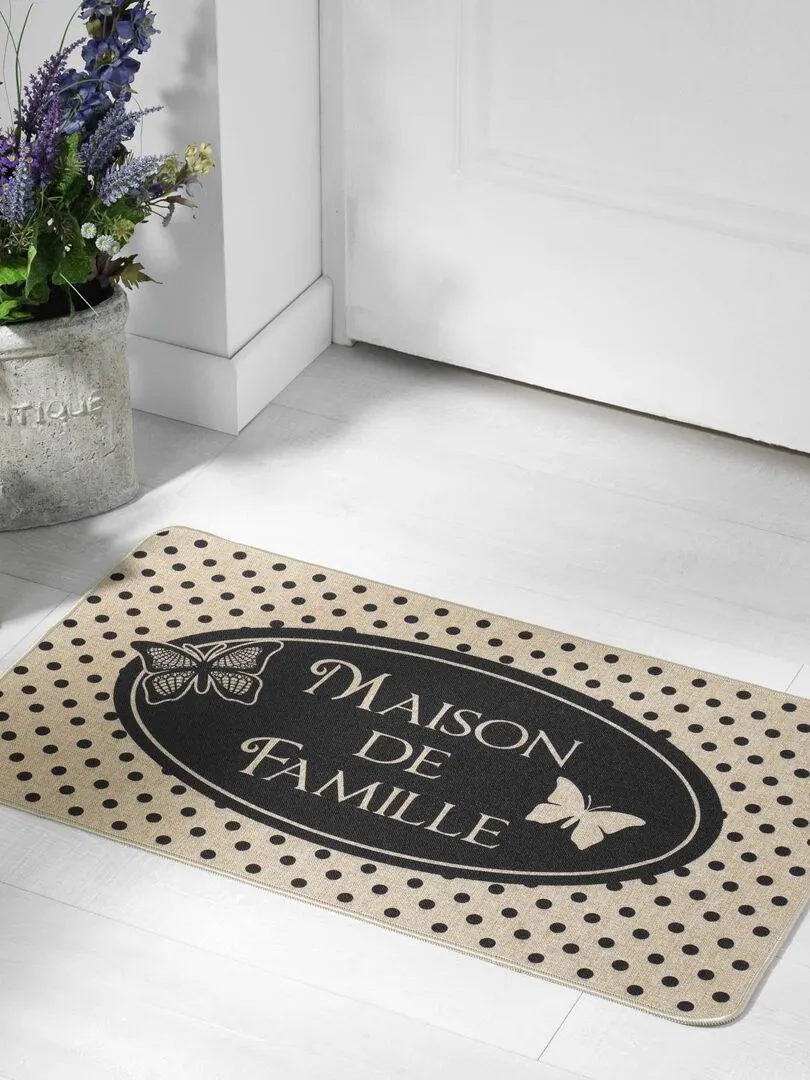 Tapis d'entree 45 x 75 cm Maison de famille - Noir