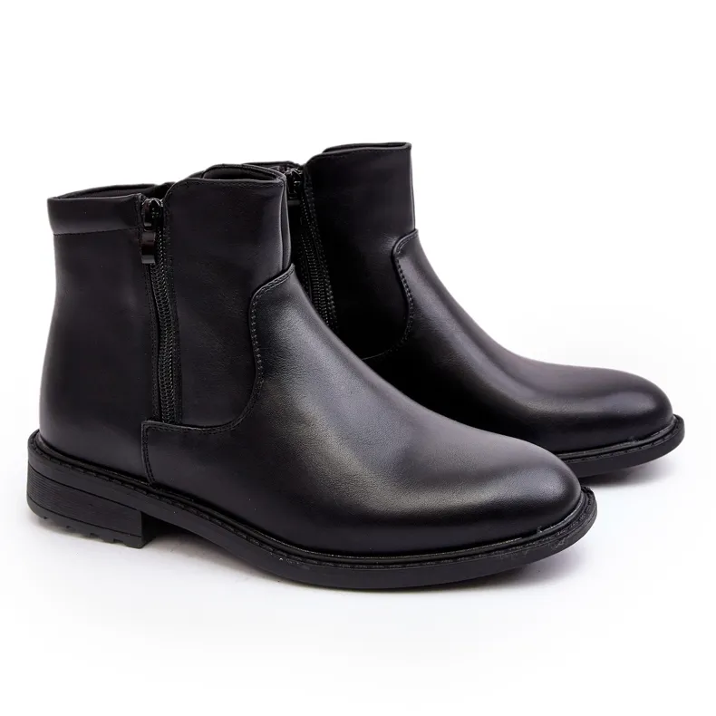 WD1 Bottes basses zippées pour hommes noires Brosta le noir